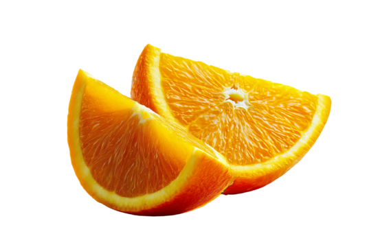 Vibrant juicy orange fruit wheel and half slices isolated on crisp transparent background high‑resolution PNG cutout ideal for citrus menu graphics, fresh juice packaging, healthy vitamin C diet ads