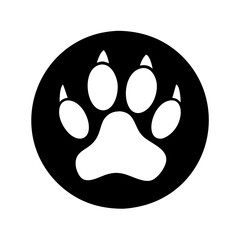 Monochrome Paw Print Inside a Circle Illustration Animal Footprint Icon