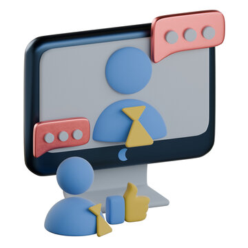 Virtual interview screen 3d icon colorful style