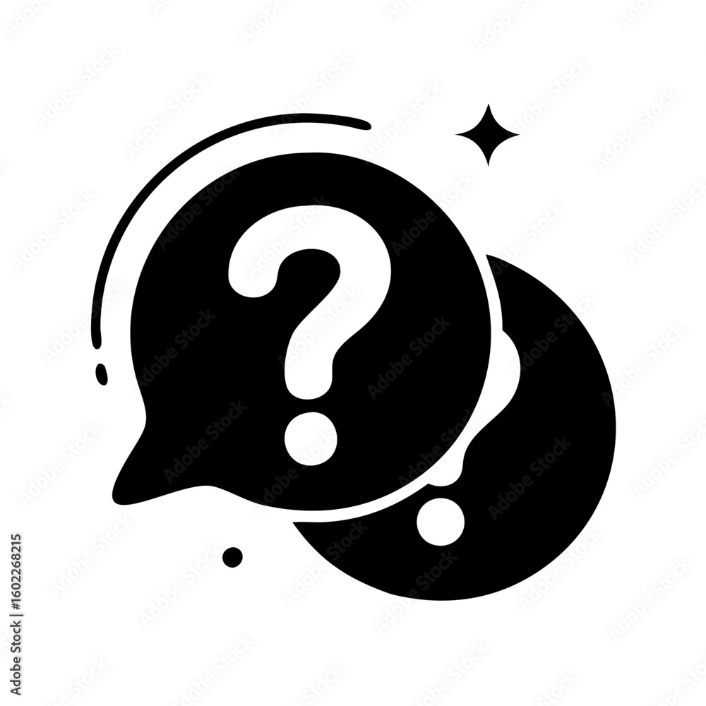 Fototapete dialogue bubble graphic with question marks implying problem solving and answers