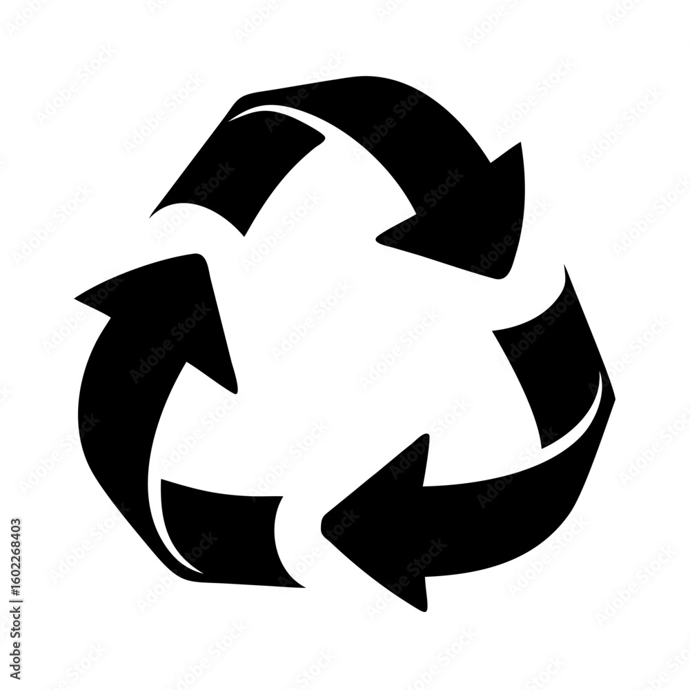 Poster recycling symbol made of arrows in a circular motion to help the environment