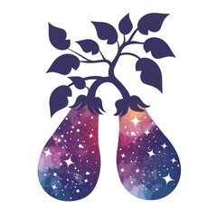 Two eggplant-shaped lungs filled with a starry night sky