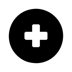 Obraz premium Simple black circle with a white plus sign inside design graphic