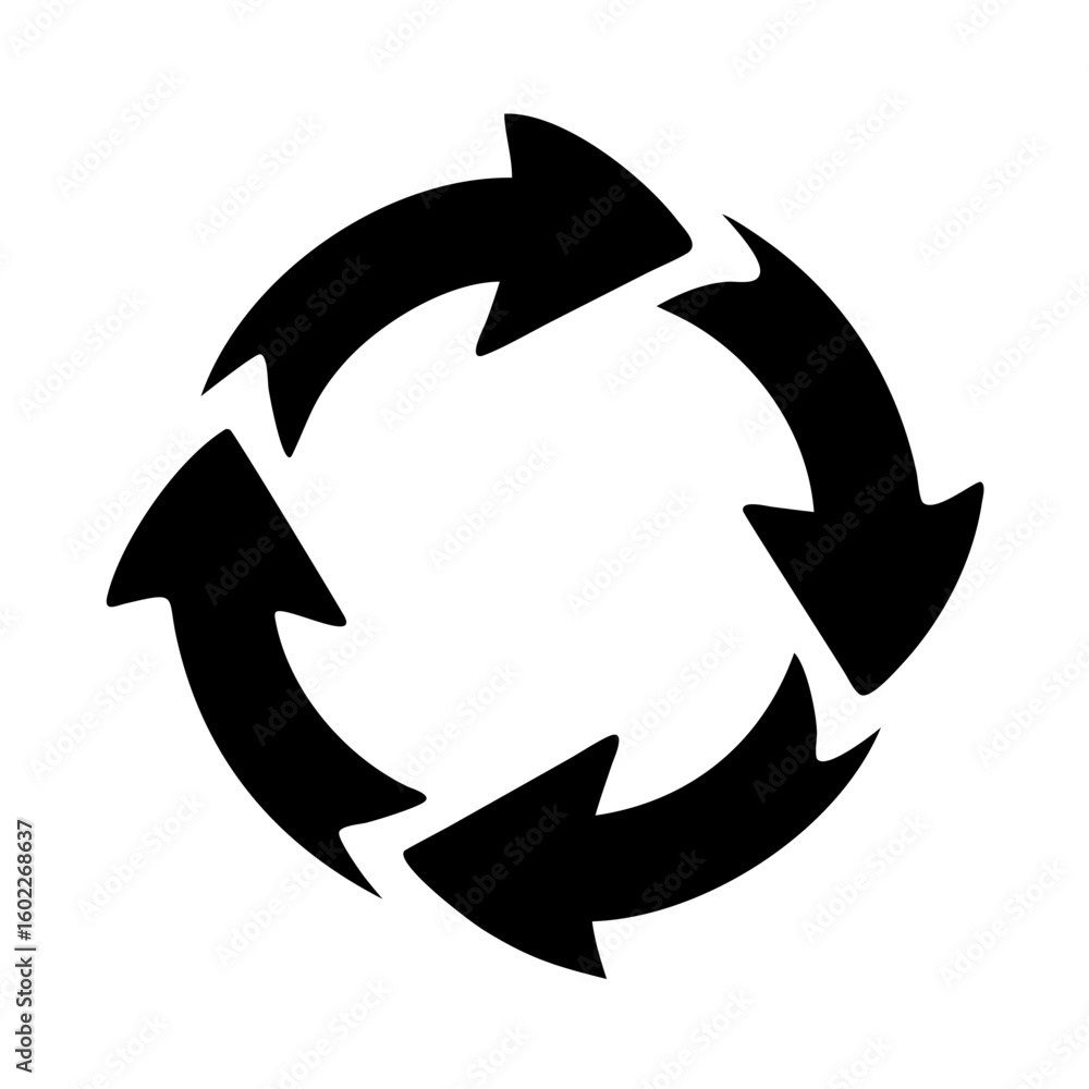 Poster circular flow of four arrows indicating process, recycling or continuous movement
