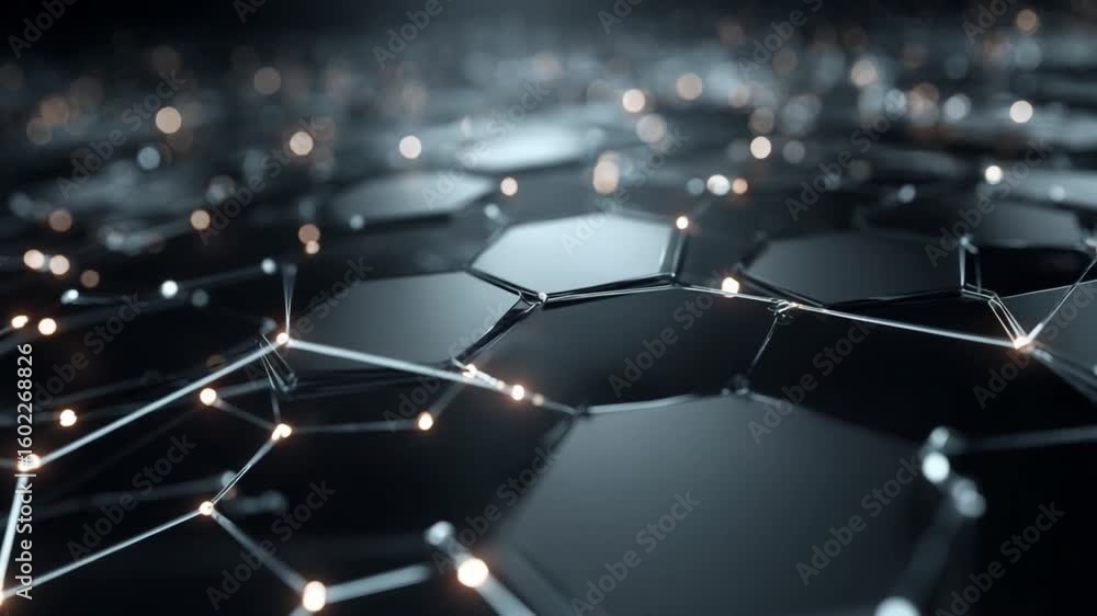 Poster abstract hexagonal network: a captivating view of an interconnected hexagonal network, composed of g