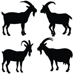 Goat silhouette set for animal farms and livestock branding, perfect for natural product packaging