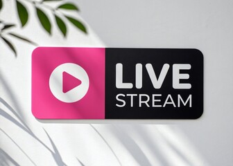 Modern live stream button with play icon and text
