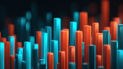 Obraz premium Abstract 3D bars blue and orange colors create vibrant digital