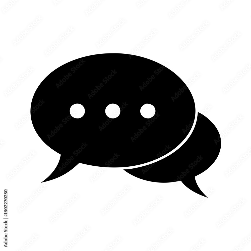 Aufkleber black and white icon representing conversation or dialogue with multiple bubbles