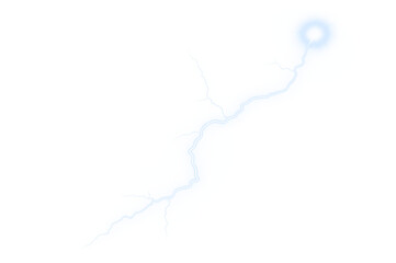 Storm, lightning, thunder, electricity, power — bright blue PNG lightning bolt on transparent background. PNG Overlay simulates thunder energy, weather strike or sky flash effects.