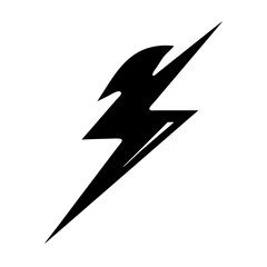 Striking Black Lightning Bolt Design on White Background Demonstrating Power and Speed