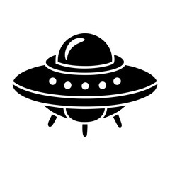 Simple black and white cartoon depiction of a flying saucer spacecraft