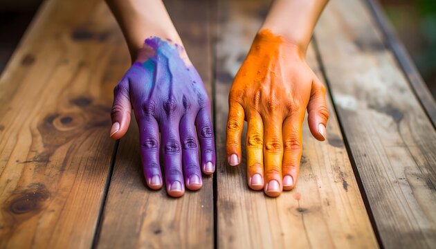 Hands stained with vibrant colors - Powered by Adobe