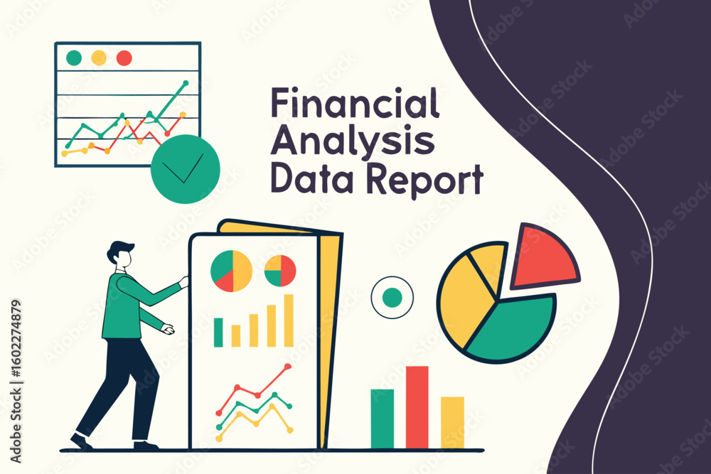 Poster comprehensive financial analysis report showcasing charts and graphs with data visualizations for ef