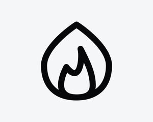 Fire Flame Heat Blaze Burn Burning Hot Furnace Campfire Bonfire Line Outline Shape Burner Passion Warm Black White Vector Icon Sign Symbol Graphic Artwork