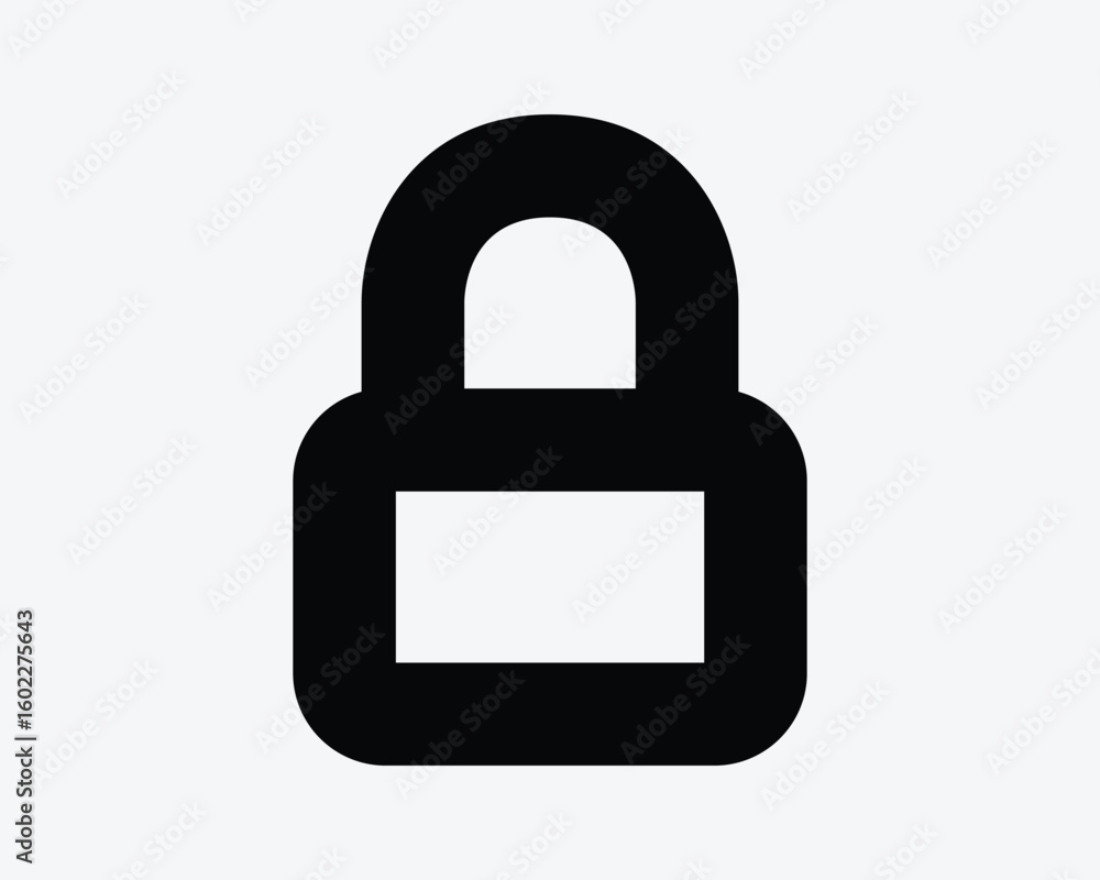 Aufkleber lock padlock security outline line shape password passkey secure safe restriction no access black wh