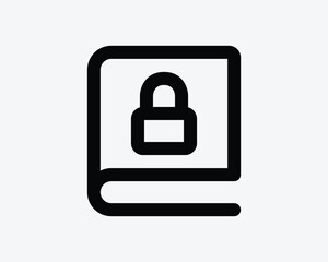 Lock Book Secure Classified Document Password Security Secret Padlock Safe Sensitive Information Black White Vector Sign Symbol Graphic Artwork Shape