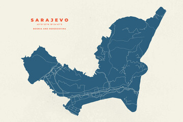 Sarajevo map vector poster flyer