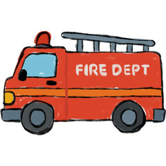 hand drawing illustrations fire truck departement for kids