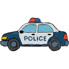 Hand drawing illustration car police for kids art