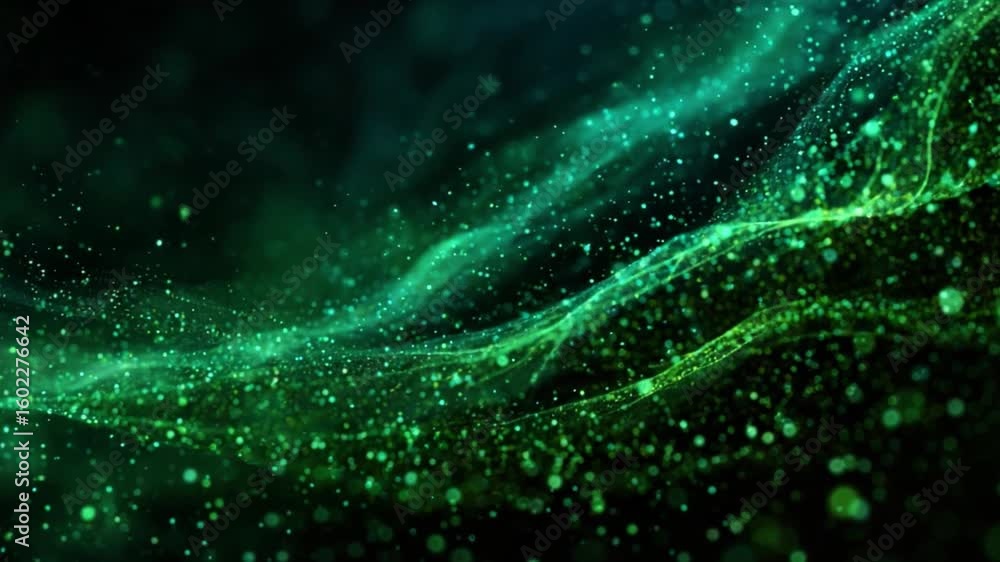 Aufkleber luminous particles: a captivating display of radiant particles, dancing in graceful waves across a d