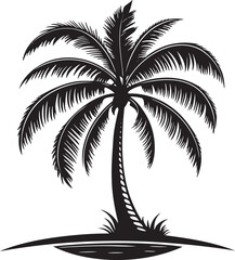 Tropical palm tree silhouette black and white nature