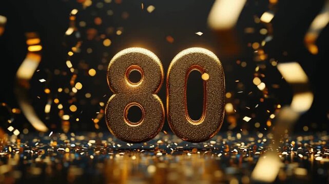 Glittering 80th Birthday Celebration with Sparkling Confetti Background - Powered by Adobe