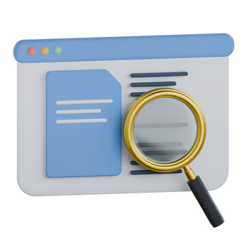 Document search 3d icon colorful style