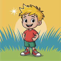 little boy in the grass