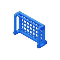 Isometric blue soccer goal graphic