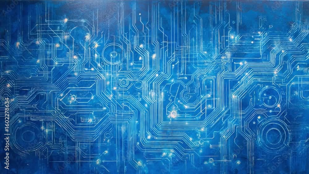 Aufkleber digital pathways: a mesmerizing close-up of a futuristic, illuminated circuit board, depicting intri