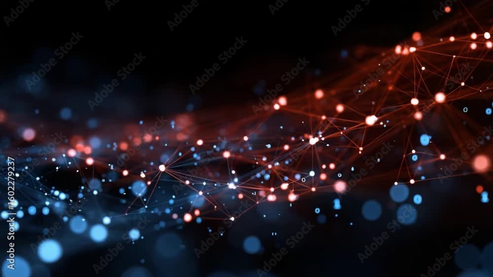 Poster network of light: an artistic representation of a luminous network, showcasing interconnected points