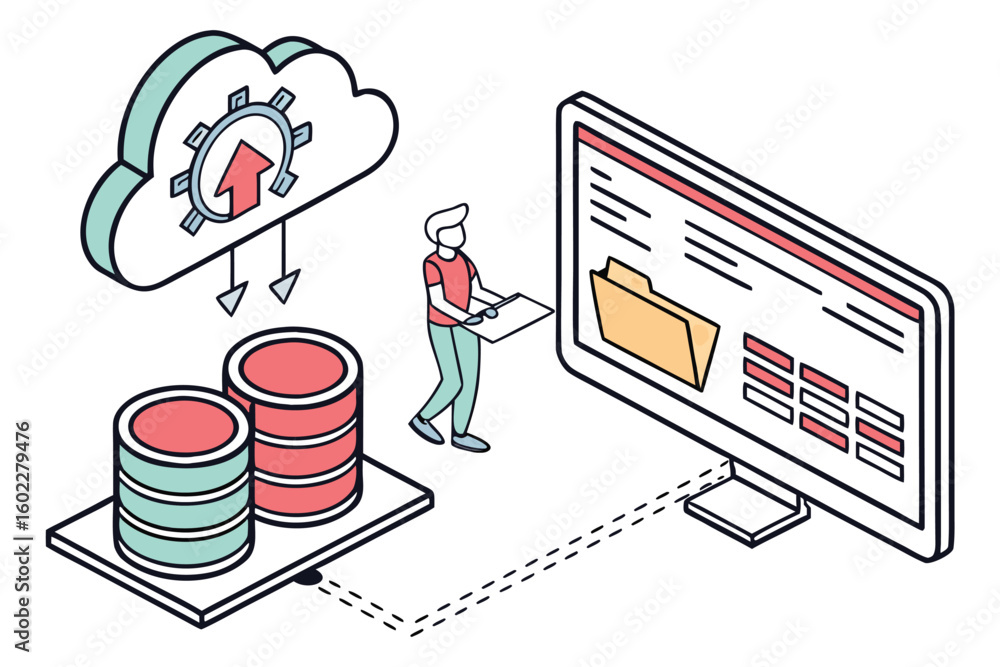 Poster data management process with cloud storage and system updates in a digital workspace