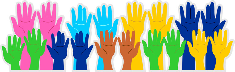 Colored Volunteer Hands Sticker