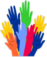 Colored Volunteer Hands Sticker