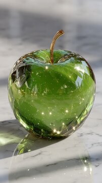 apple in emerald glass isolated on a tabble 