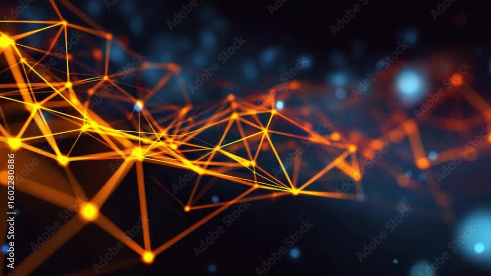 Poster network of connections: an abstract representation of interconnected nodes and lines.