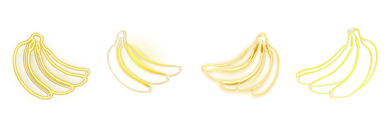 A banana Glowing Neon light icon and Beautiful Neon Illumination on transparent background.