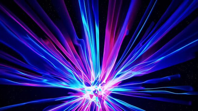 looping 4K digital animation glowing rays shifting circular motion starry sky simulating digital light cycles ideal sci fi titles futuristic transitions immersive tech