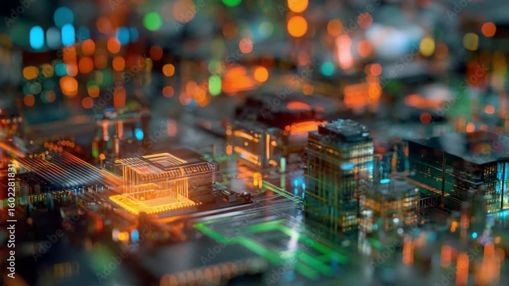 Poster abstract circuit board: an electrifying view of a circuit board, with its intricate network of pathw