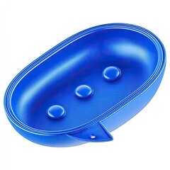 Oval, glossy, blue charging case with three round buttons