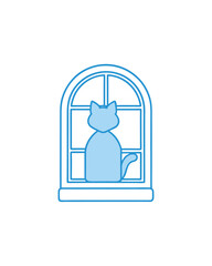 Blue cat window view