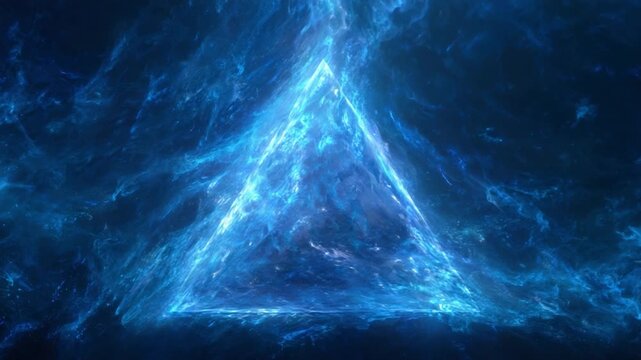 Mysterious Blue Triangle: This image features a captivating blue triangle illuminated against a dark, mysterious backdrop, conjuring notions of the cosmic or otherworldly.