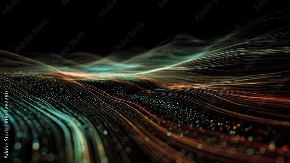 Poster abstract digital landscape: this image showcases a captivating digital landscape, featuring flowing 