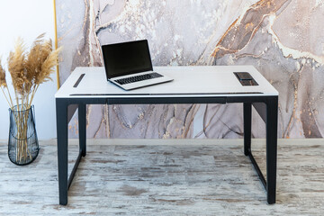 VIP office furniture table for director. Corporate table. Expensive table in the light interior