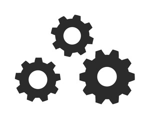 Cogwheel group black vector icon. Gear set simple vector