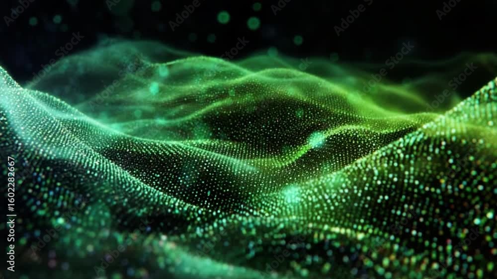 Poster digital data waves: an abstract digital rendering displays mesmerizing wave formations, exhibiting a