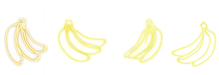 A banana Glowing Neon light icon and Beautiful Neon Illumination on transparent background.