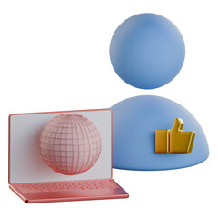 Remote work approval 3d icon colorful style