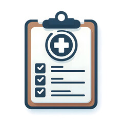 Fototapeta premium Medical health report on a clipboard with a completed checklist. Concept of patient records, clinical diagnosis, and health insurance.